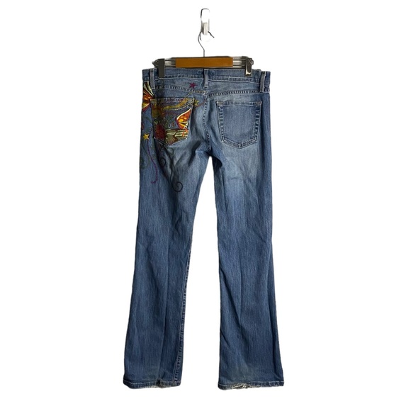 Tristan & Iseut Women's Y2K Vintage Boho Embroidered Flare Denim - Picture 7 of 8